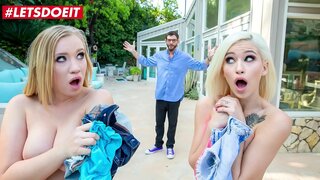 LETSDOEIT - (Bailey Brooke &amp;amp; Kiara Cole) Buite Swembad Seks Met Twee Sexy Mal Kindertjies
